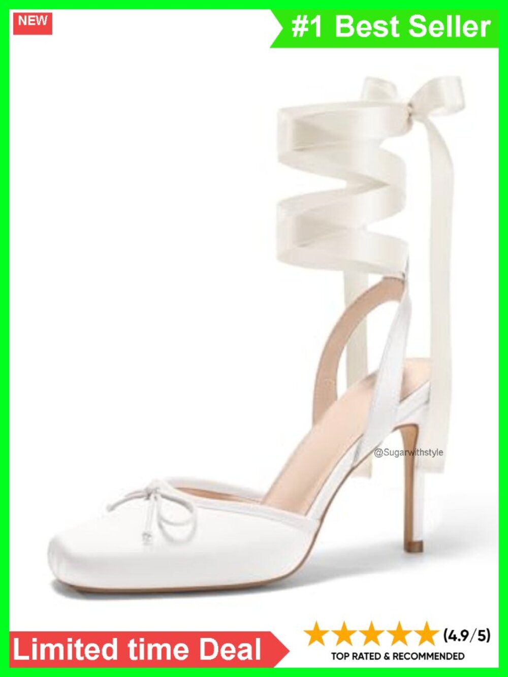 Satin Ballet High Heels Square Toe Lace Up Bow Pumps